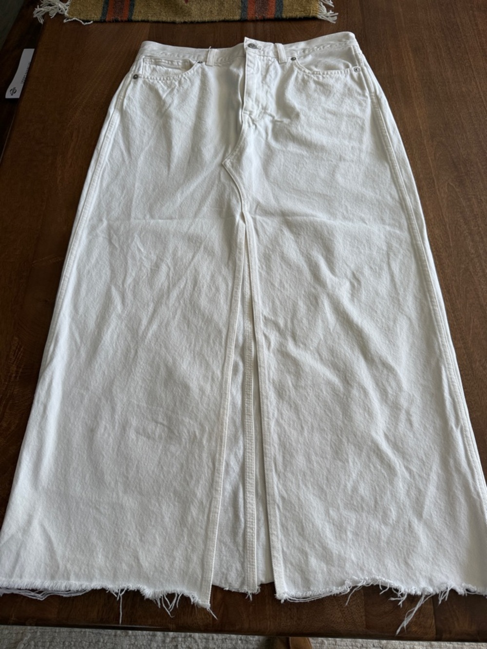 Madewell White Maxi Denim Skirt with Front Slit